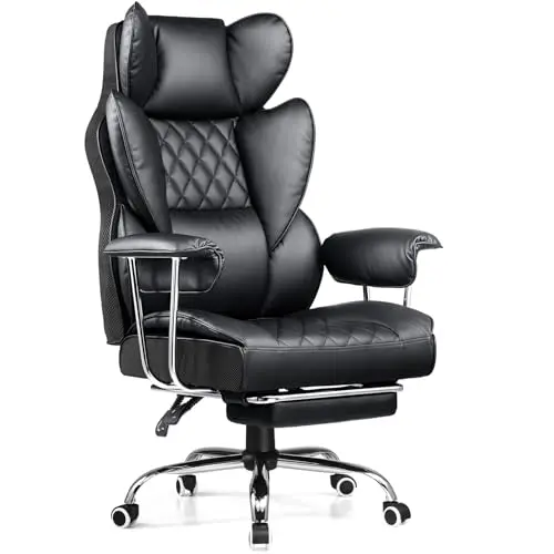 COMHOMA big and tall office chair with pocket spring lumbar and footrest