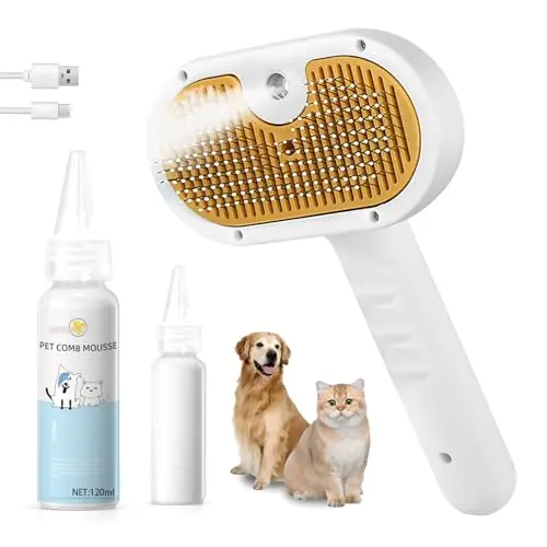 VVWVVW white pet steam brush with waterless shampoo