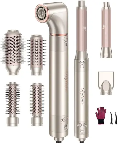 Rylena 8-in-1 air styler with multiple brush heads for short hair styling