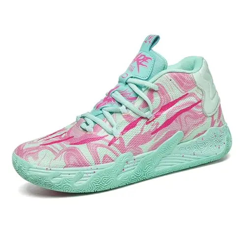 Women's lightweight high-top basketball shoes in pink design for volleyball and sports