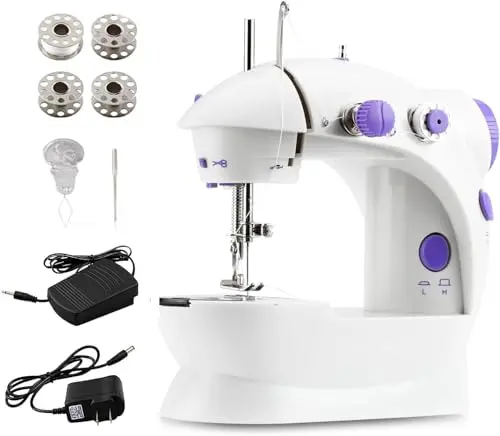 Ruutcasy white mini sewing machine with simple controls
