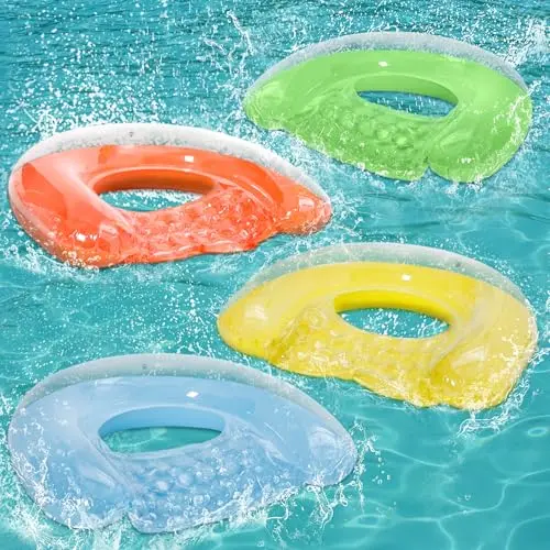 PuppyuWill 4-pack pool floats in vibrant colors showing U-shaped chair design