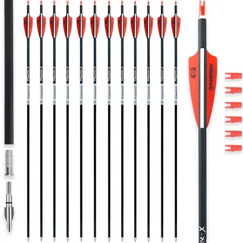 BOWSOUL carbon arrows with red and white vanes