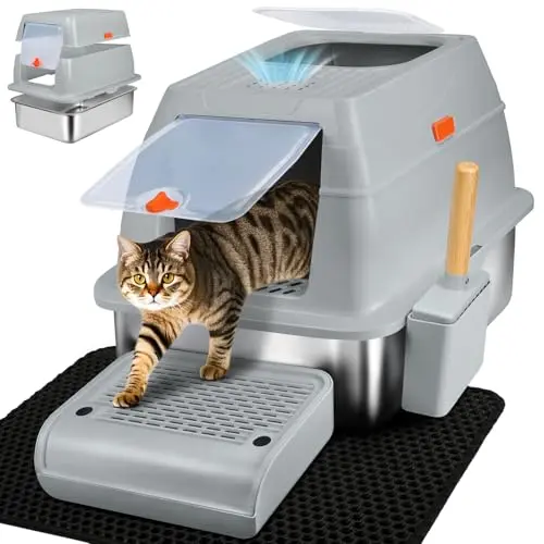 SZEE stainless steel litter box with activated charcoal filter