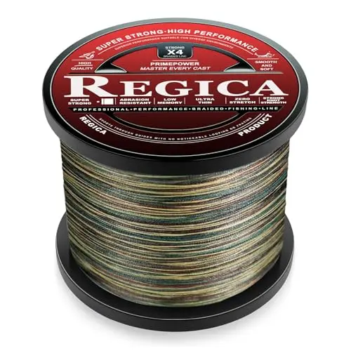 Regica braided fishing line spool in blue camo color