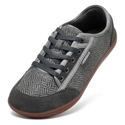 HOBIBEAR unisex barefoot walking sneakers in grey brown