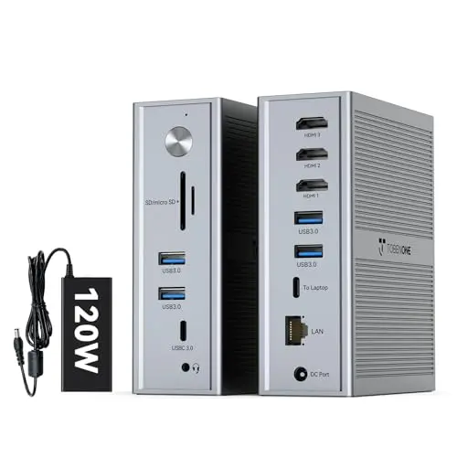 TobenONE triple monitor docking station for MacBook with multiple ports