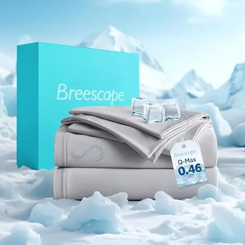 Breescape cooling sheets in misty gray color showing sleek, modern bedding