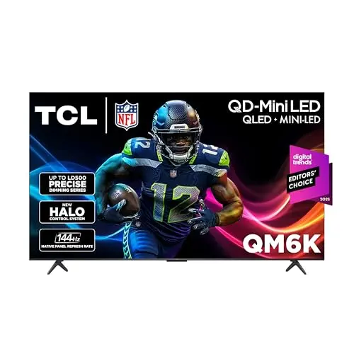 TCL QM6K TV with QD-Mini LED display for vibrant gaming visuals
