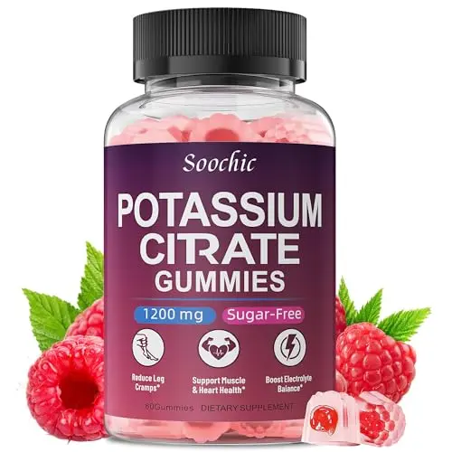 Soochic Potassium Citrate gummies in raspberry flavor for leg cramps