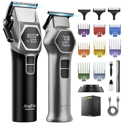 ANGFAN professional cordless hair clippers with brushless motor and charging base
