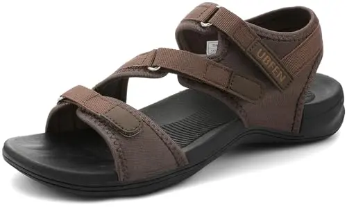 UBFEN women's hiking sandals with three adjustable straps in brown
