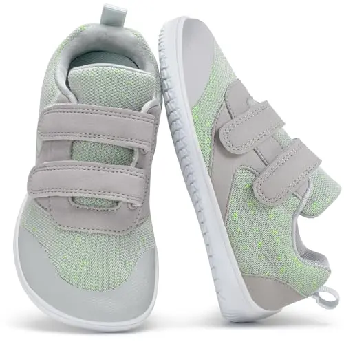 LEDINEY kids barefoot tennis shoes with wide toe box and memory foam insole