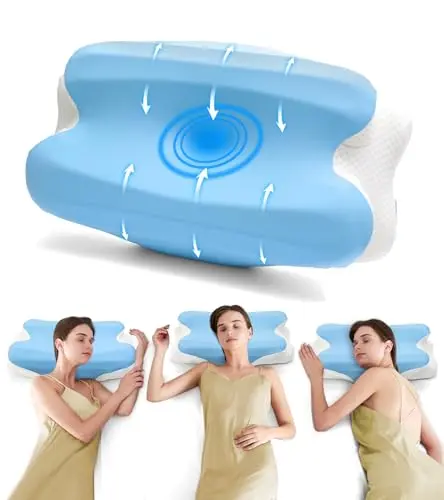 SLEEGOP contour cervical pillow in blue with dual height options
