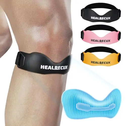Healrecux silicone patellar tendon support strap showing adjustable design