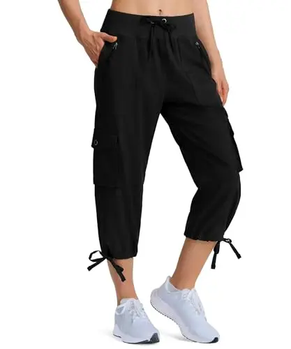 Ksmien women's quick dry lightweight cargo capri pants