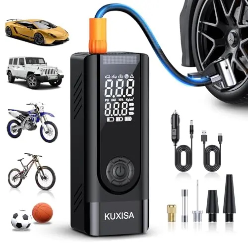 KUXISA portable air compressor with dual screen display