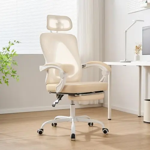 kimupa ergonomic office chair with retractable footrest and mesh back