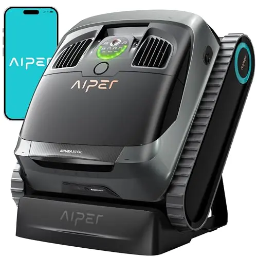 AIPER Scuba X1 Pro robotic pool cleaner with charging dock