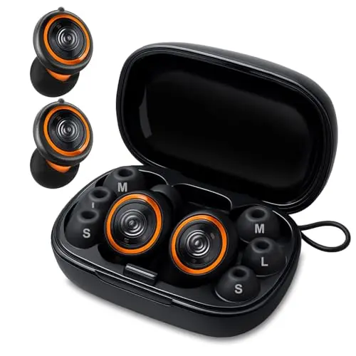 Senvok black earplugs with adjustable noise reduction settings