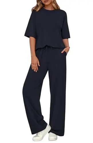 BTFBM women's short sleeve wide leg pants lounge set