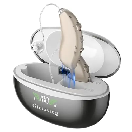 Ohoan gray behind-the-ear hearing aids with multiple earplugs