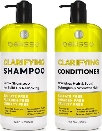 Bellisso clarifying shampoo and conditioner set for buildup removal