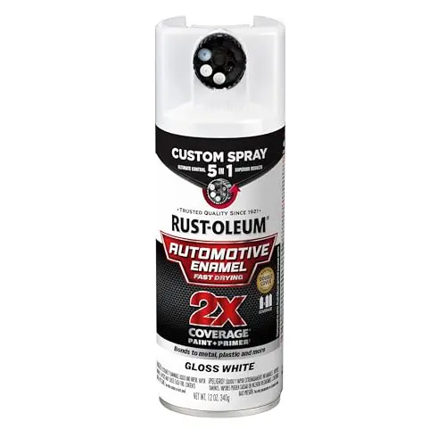 Rust-Oleum 2X Automotive Enamel Custom Spray 5-in-1 spray paint can in gloss white