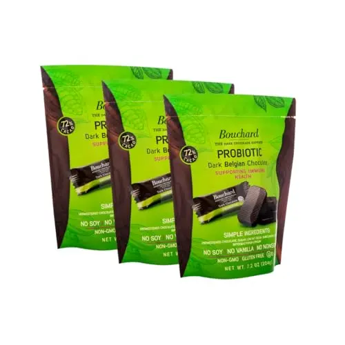 Bouchard Probiotic Dark Belgian Chocolate bars with ridges