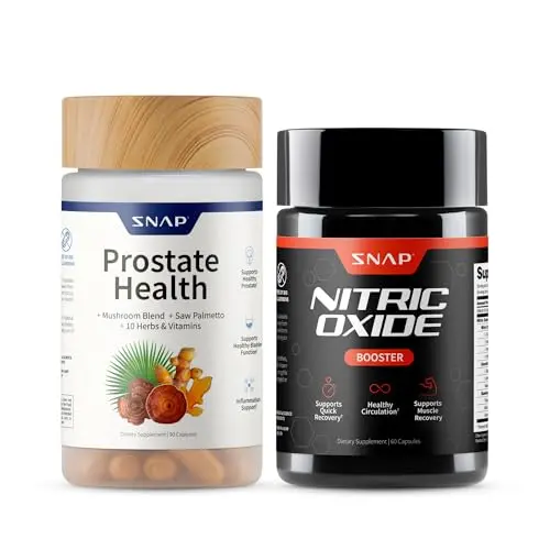 Snap Supplements Prostate Health and Nitric Oxide bundle bottles