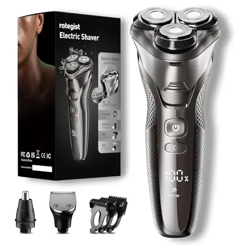 rategist cordless electric razor with multiple trimmer heads