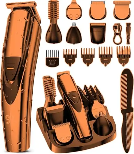 SHPAVVER electric beard trimmer with multiple attachment combs