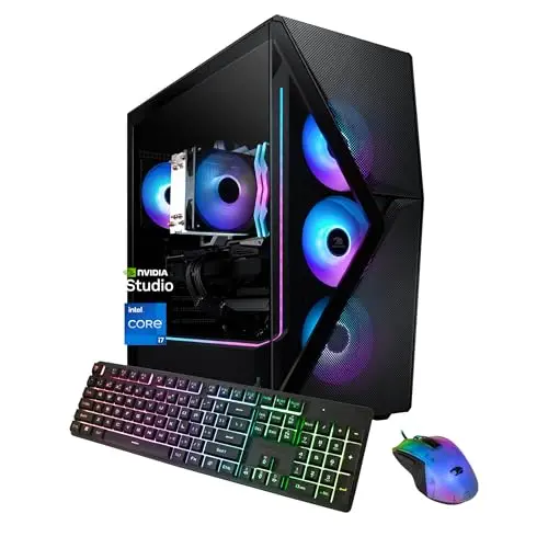 iBUYPOWER Slate MESH gaming desktop computer with RGB lighting and tempered glass side panel