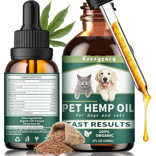Fuzzycare bacon flavor hemp oil for dogs anxiety and joint health