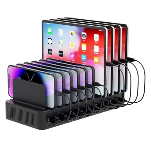 Yoodarmx 60W charging station with ten ports and adjustable dividers
