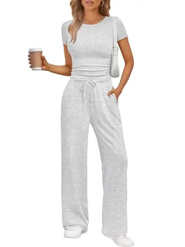 Trendy Queen women's lounge set with crop top and wide leg pants