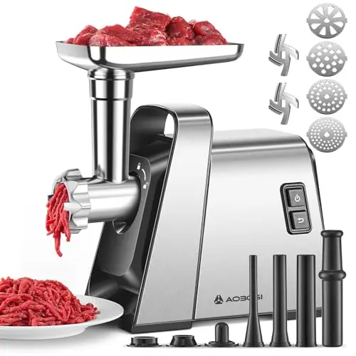 AAOBOSI stainless steel electric meat grinder with storage box