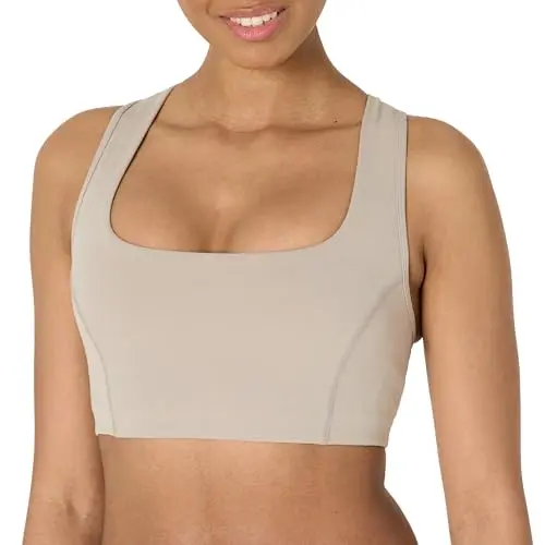 Amazon Essentials Square Neck Racerback Sports Bra in taupe