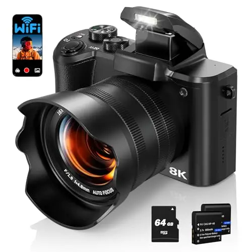 Fulealfly 8K digital camera with touch screen and dual lenses