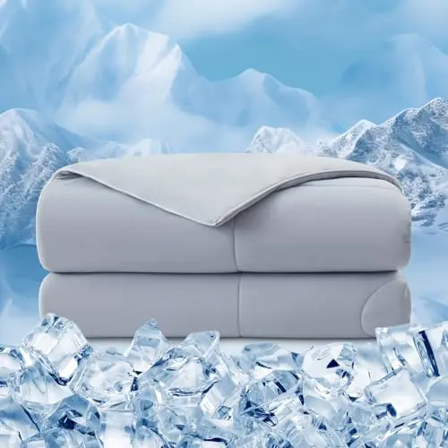 EMME cooling comforter in light grey with double-sided cooling fabric