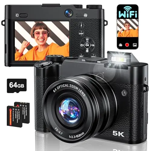 ToAuite DC205X digital camera with dual lenses and flip screen
