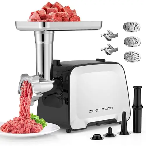 CHEFFANO Life silver electric meat grinder with sausage attachments