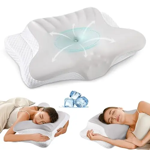 Ylekto cervical neck pillow with cooling cover and massage dots
