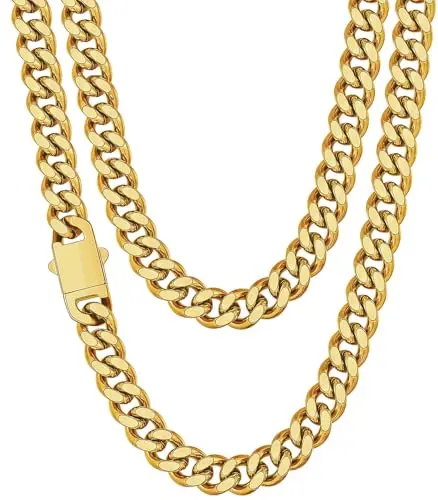 9mm wide Cuban link gold chain for men with diamond-cut craftsmanship