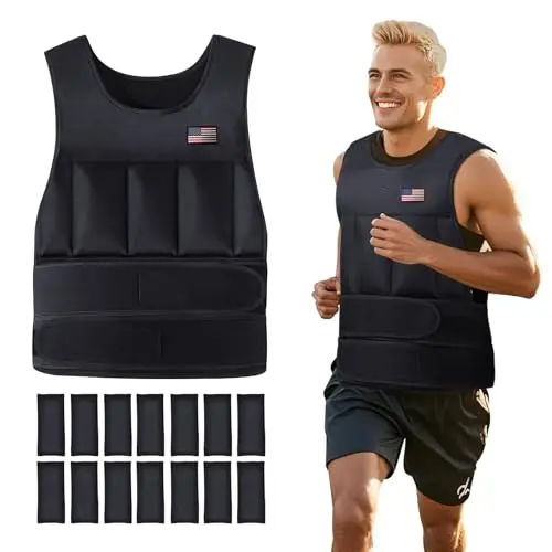 Wolliwa adjustable weighted vest with multiple sandbags and waist straps