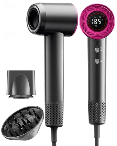 FMNCI hair dryer with HD display and diffuser for curly hair