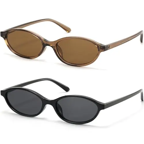 ViewJoy slim oval cat-eye sunglasses two-pack set