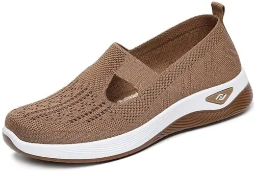 Fangsto orthopedic mesh walking shoes in light tan