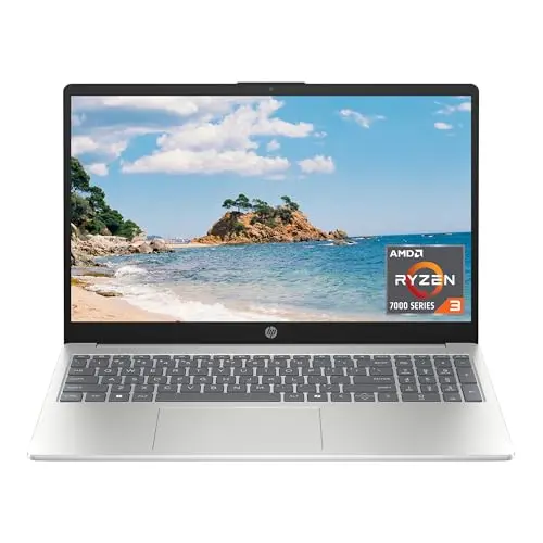 HP 15.6 inch touchscreen laptop in natural silver