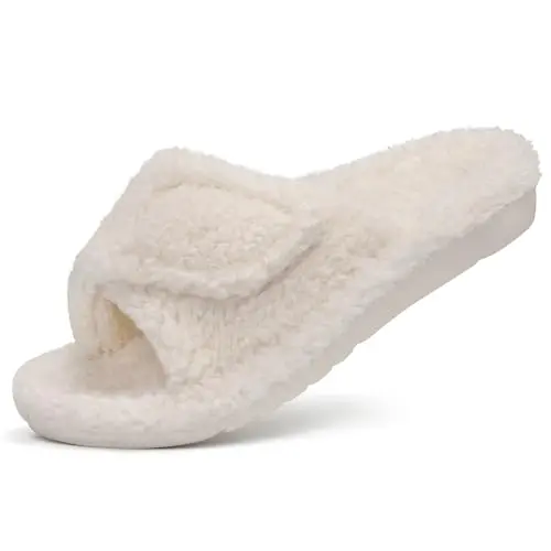 Litfun women's fuzzy orthopedic slippers with arch support